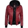 imageBlingsoul Leather Jacket Women  Real Lambskin Womens Leather Jackets With Detachable HoodEdinburgh  Red Jacket