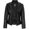 imageBlingsoul Real Leather Jacket For Women Womens Stand Collar Style Leather JacketsAcerra  Black Jacket