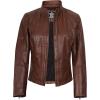 imageBlingsoul Real Leather Jacket For Women Womens Stand Collar Style Leather JacketsAcerra  Cognac Jacket