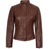 imageBlingsoul Real Leather Jacket For Women Womens Stand Collar Style Leather JacketsAcerra  Cognac Jacket