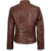 imageBlingsoul Real Leather Jacket For Women Womens Stand Collar Style Leather JacketsAcerra  Cognac Jacket