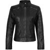 imageBlingsoul Real Leather Jacket For Women Womens Stand Collar Style Leather JacketsBlack  Bergamo Jacket