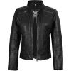 imageBlingsoul Real Leather Jacket For Women Womens Stand Collar Style Leather JacketsBlack  Bergamo Jacket