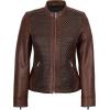 imageBlingsoul Real Leather Jacket For Women Womens Stand Collar Style Leather JacketsMaude  Brown Jacket