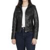 imageBlingsoul Real Leather Jacket For Women Womens Stand Collar Style Leather JacketsTavares  Black Jacket