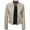 imageBlingsoul Real Leather Jacket Women  Cafe Racer Style Womens Leather JacketsDodge  Beige Jacket