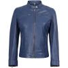 imageBlingsoul Real Leather Jacket Women  Cafe Racer Style Womens Leather JacketsDodge  Blue Jacket