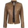 imageBlingsoul Real Leather Jacket Women  Cafe Racer Style Womens Leather JacketsDodge  Camel Jacket