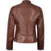 imageBlingsoul Real Leather Jacket Women  Cafe Racer Style Womens Leather JacketsDodge  Cognac Jacket