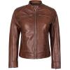 imageBlingsoul Real Leather Jacket Women  Cafe Racer Style Womens Leather JacketsDodge  Cognac Jacket