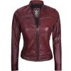 imageBlingsoul Real Leather Jacket Women  Cafe Racer Style Womens Leather JacketsDodge  Maroon Wax Jacket