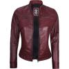 imageBlingsoul Real Leather Jacket Women  Cafe Racer Style Womens Leather JacketsDodge  Maroon Wax Jacket