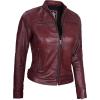 imageBlingsoul Real Leather Jacket Women  Cafe Racer Style Womens Leather JacketsDodge  Maroon Wax Jacket