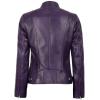 imageBlingsoul Real Leather Jacket Women  Cafe Racer Style Womens Leather JacketsDodge  Purple Wax Jacket