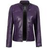 imageBlingsoul Real Leather Jacket Women  Cafe Racer Style Womens Leather JacketsDodge  Purple Wax Jacket