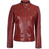 imageBlingsoul Real Leather Jacket Women  Cafe Racer Style Womens Leather JacketsDodge  Red Jacket