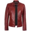 imageBlingsoul Real Leather Jacket Women  Cafe Racer Style Womens Leather JacketsDodge  Red Jacket