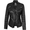 imageBlingsoul Womens Real Leather Jacket  Asymmetrical Leather Jackets for WomenMonica  Black Jacket
