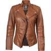 imageBlingsoul Womens Real Leather Jacket  Asymmetrical Leather Jackets for WomenMonica  Tan Jacket