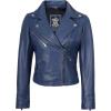 imageBlingsoul Womens Real Leather Jacket  Asymmetrical Leather Jackets for WomenNinfa  Blue Jacket
