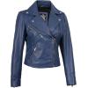 imageBlingsoul Womens Real Leather Jacket  Asymmetrical Leather Jackets for WomenNinfa  Blue Jacket