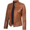 imageBlingsoul Cafe Racer Leather Jacket Womens  Real Lambskin Leather Jackets for WomenCafe Racer  Brown Jacket