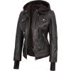 imageBlingsoul Leather Bomber Jacket Women  Real Lambskin Womens Leather Jackets with Detachable HoodTralee  Ruboff Brown Jacket