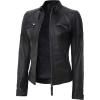 imageBlingsoul Leather Jacket Women  Quilted Cafe Racer Style Womens Leather JacketsDiamond1  Black Jacket