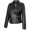 imageBlingsoul Leather Jacket Women  Real Lambskin Leather Asymmetrical Style Leather Jackets For WomensAmber  Black