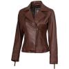 imageBlingsoul Leather Jacket Women  Real Lambskin Leather Asymmetrical Style Leather Jackets For WomensCognac  Ramsey Jacket