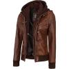 imageBlingsoul Leather Jacket Women  Real Lambskin Womens Leather Jackets With Detachable HoodEdinburgh  Cognac Jacket