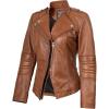 imageBlingsoul Womens Real Leather Jacket  Asymmetrical Leather Jackets for WomenMonica  Tan Jacket