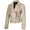imageBlingsoul Womens Real Leather Jacket  Asymmetrical Leather Jackets for WomenNinfa  Beige Jacket