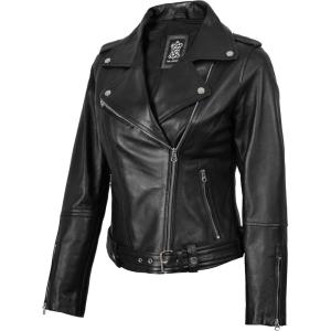imageBlingsoul Asymmetrical Lambskin Leather Jacket Women  Stylish Womens Leather JacketsMargaret  Black Jacket