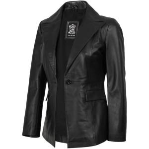 imageBlingsoul Leather Blazer Jacket Women  Leather Coats for WomenBlack  Susie Blazer