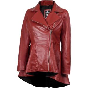 imageBlingsoul Leather Jackets For Women  Real Lambskin Womens Leather Peplum JacketClarissa Peplum  Red Jacket