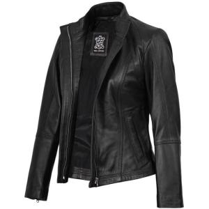 imageBlingsoul Real Leather Jacket For Women Womens Stand Collar Style Leather JacketsAcerra  Black Jacket