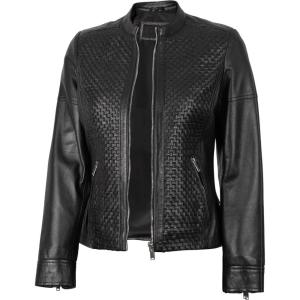 imageBlingsoul Real Leather Jacket For Women Womens Stand Collar Style Leather JacketsMaude  Black Jacket