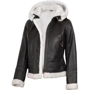 imageBlingsoul Womens Leather Sherpa Jacket  Real Leather Winter Jackets for WomenBrown  Mary Shearling Jacket