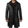 imageBlingsoul Black Car Coat Men  Winter Shearling Long Leather Jackets For MenBlack  Chandler Shearling Coat