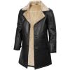 imageBlingsoul Black Car Coat Men  Winter Shearling Long Leather Jackets For MenBlackBeige  Turlock Shearling Coat