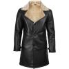 imageBlingsoul Black Car Coat Men  Winter Shearling Long Leather Jackets For MenBlackBeige  Turlock Shearling Coat
