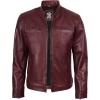 imageBlingsoul Leather Jackets For Men  Real Lambskin Motorcycle Style Mens Leather JacketDodge  Maroon Wax Jacket