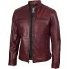 imageBlingsoul Leather Jackets For Men  Real Lambskin Motorcycle Style Mens Leather JacketDodge  Maroon Wax Jacket