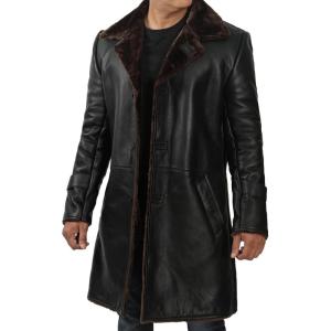 imageBlingsoul Black Car Coat Men  Winter Shearling Long Leather Jackets For MenBlack  Chandler Shearling Coat