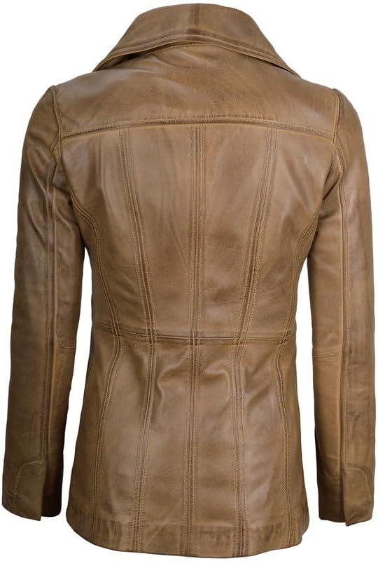 imageBlingsoul Leather Blazer Jacket Women  Leather Car Coats For WomenBitonto  Blazer Camel