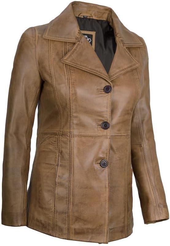 imageBlingsoul Leather Blazer Jacket Women  Leather Car Coats For WomenBitonto  Blazer Camel