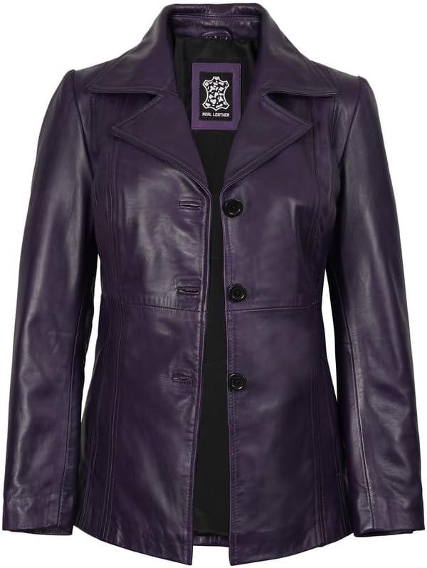 imageBlingsoul Leather Blazer Jacket Women  Leather Car Coats For WomenBitonto  Blazer Purple