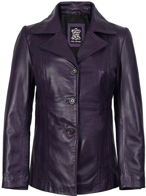 imageBlingsoul Leather Blazer Jacket Women  Leather Car Coats For WomenBitonto  Blazer Purple