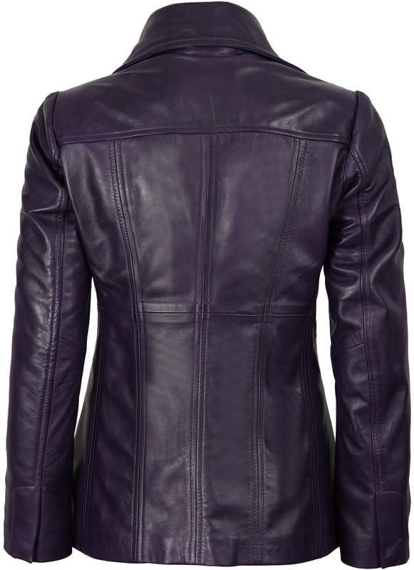 imageBlingsoul Leather Blazer Jacket Women  Leather Car Coats For WomenBitonto  Blazer Purple